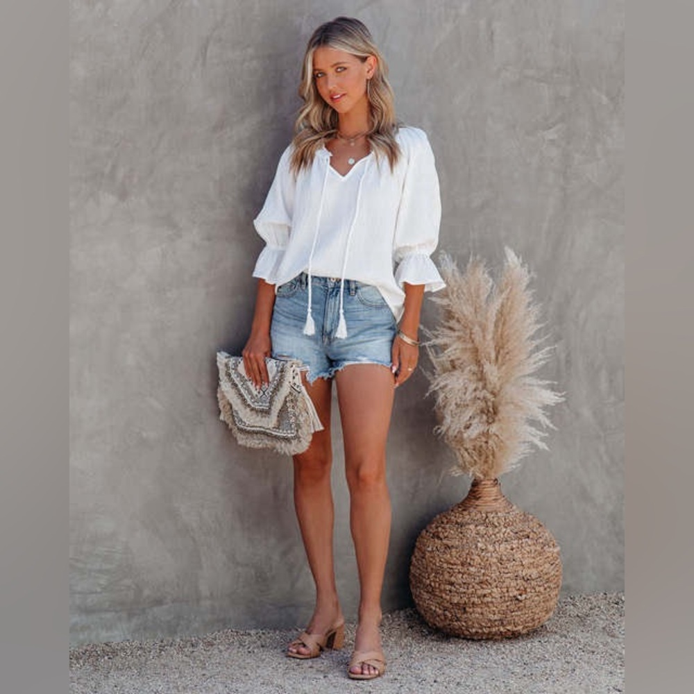 Vici Matty Cotton Tassel Top - White - Extra Small